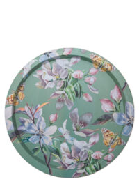 Metallbricka med blommönster