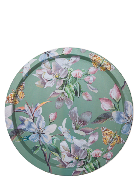 Metallbricka med blommönster