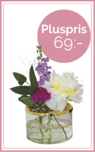 Glasvas med blomsterstöd