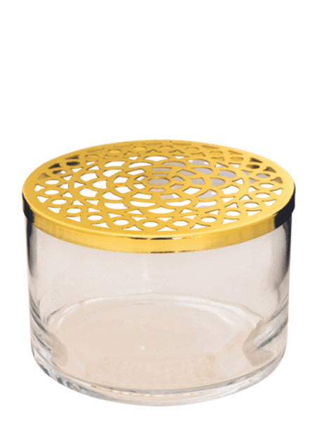 Glasvas med blomsterstöd